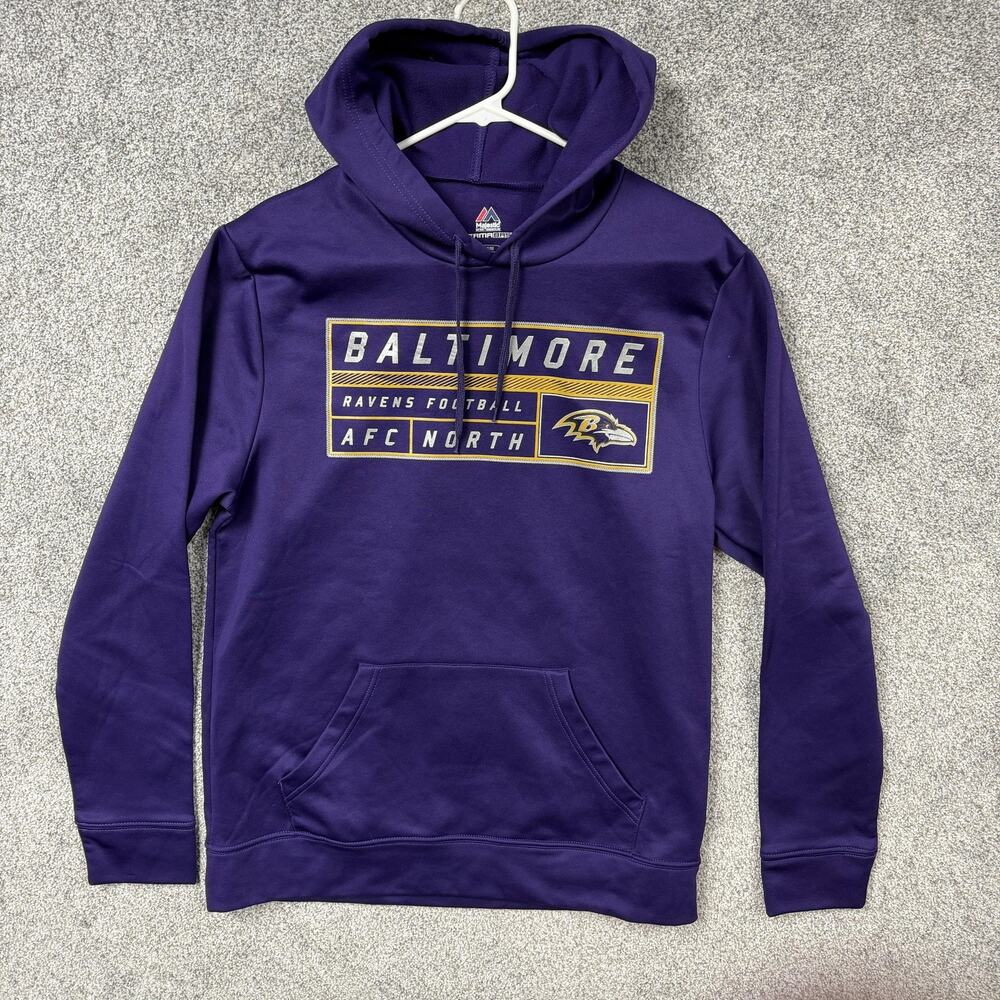 Baltimore Ravens Hoodie Mens Medium Purple NFL Football‎ Majestic Sweatshirt